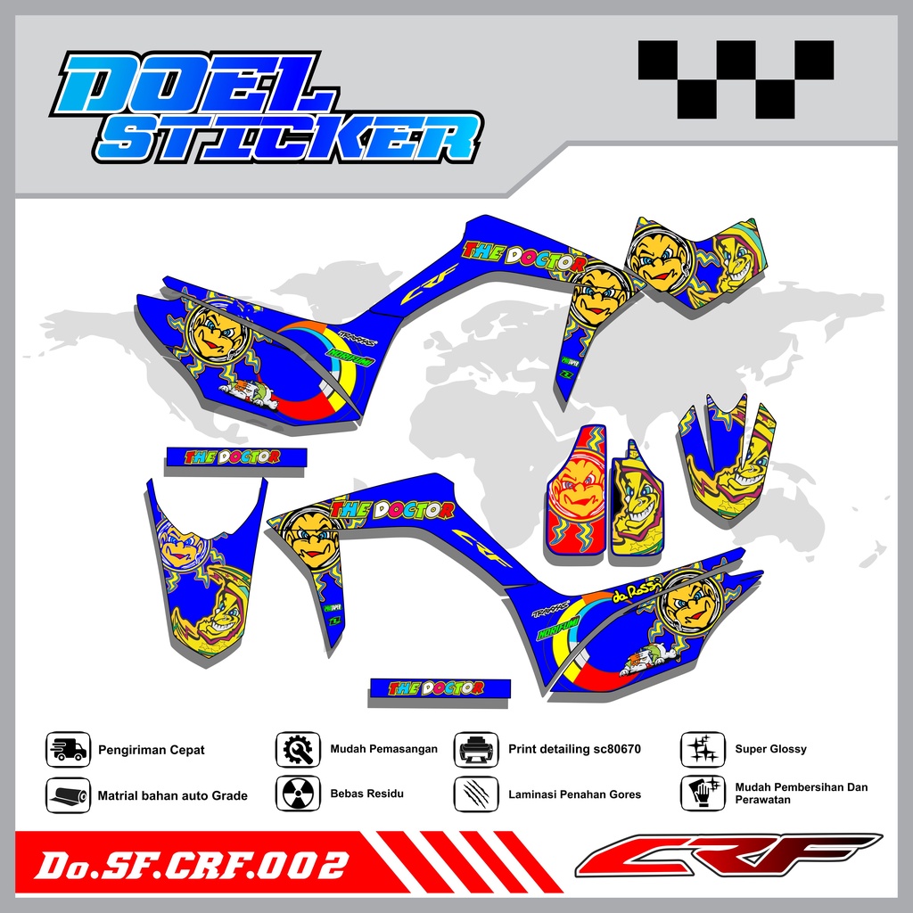 Sticker Striping Semifull CRF 150L List Variasi Hologram Pelangi,Crome Doel  002