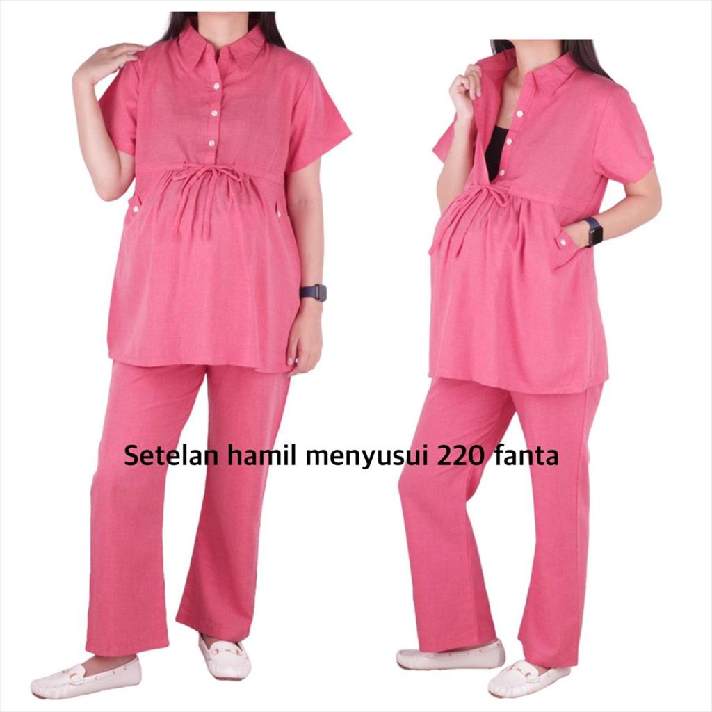 Setelan Hamil Menyusui ST220 Lengan Pendek