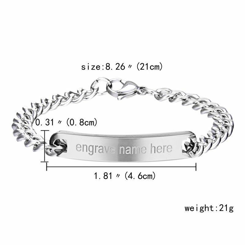 Gelang Bangle Bahan Stainless Steel Motif Ukir Tulisan Untuk Pasangan