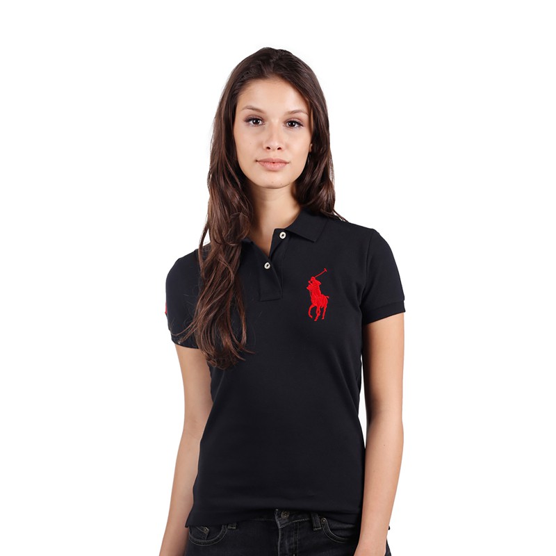 Jual Deskripsi Produk Polo Ralph Lauren Mesh Polo Shirt Black Ladies