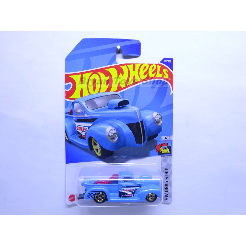 Hot Wheels 40 Ford pickup Biru Muda Velg Gold