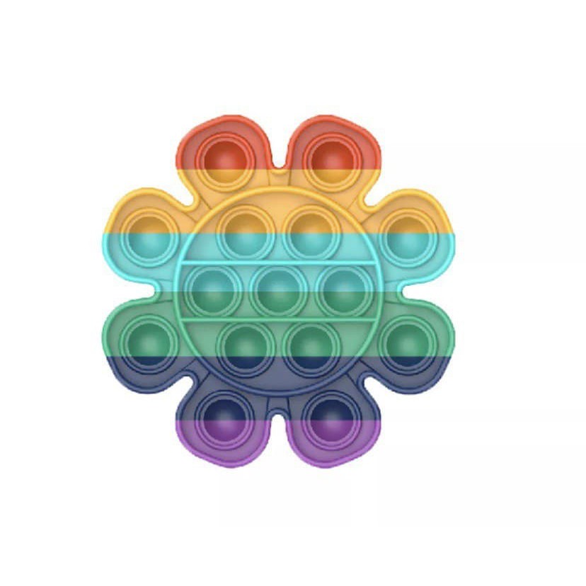 Pop Its Pop It Fidget Toy Toys Push Bubble  Mainan Anak Rainbow - Flower