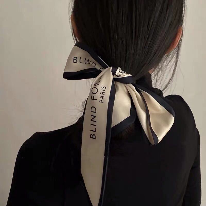 ELEGAN KOREAN TWILLY BLIND FOR LOVE SILK SATIN SCARF BAG SHAWL RIBBON STYLE LETTER BASIC FEMALE WOMEN HAIR NECK/ PITA SYAL TAS KOREA RAMBUT LEHER TANGAN WANITA MODEL DESAIN VINTAGE RETRO SATIN SMALL LONG FASHION PANJANG KATUN SUTRA DASI POLOS SELENDANG