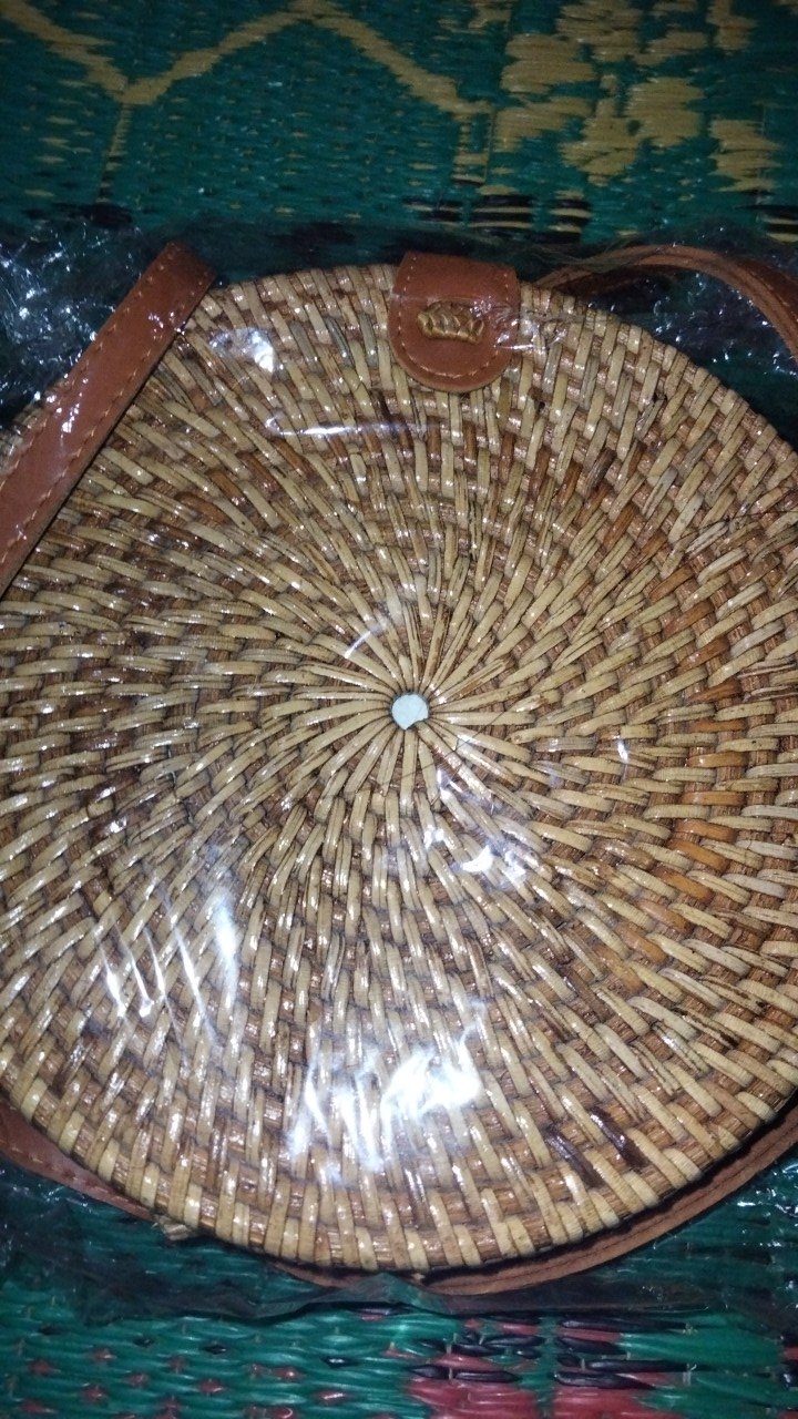 [big Sale] Tas Rotan Bulat Bali Polos Berwarna Ata Murah Diameter 20cm,18cm,15cm
