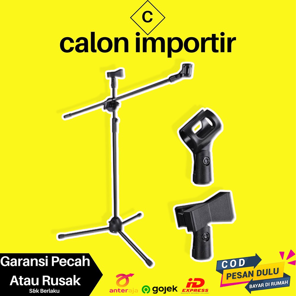Tripod Mic Microphone Condenser Stand Standing Holder Tiang Mikrofon Berdiri Upacara Vokalis Tinggi