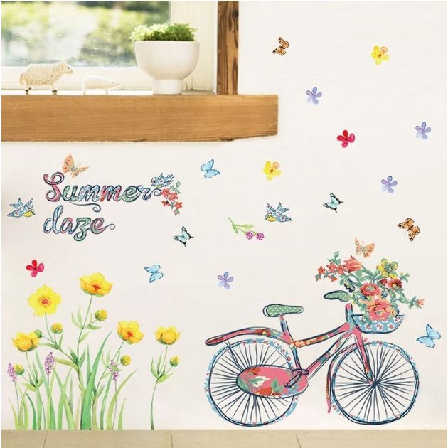 Wall Sticker Decor Sepeda Dekorasi Hiasan Stiker Dinding Kamar Tidur Hotel Ruang Tamu Rumah Modern M