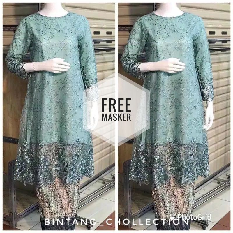 Set Kebaya Tunik Bordir-Kebaya Bordir-Kebaya Tulle Bordir-Kebaya Wisuda