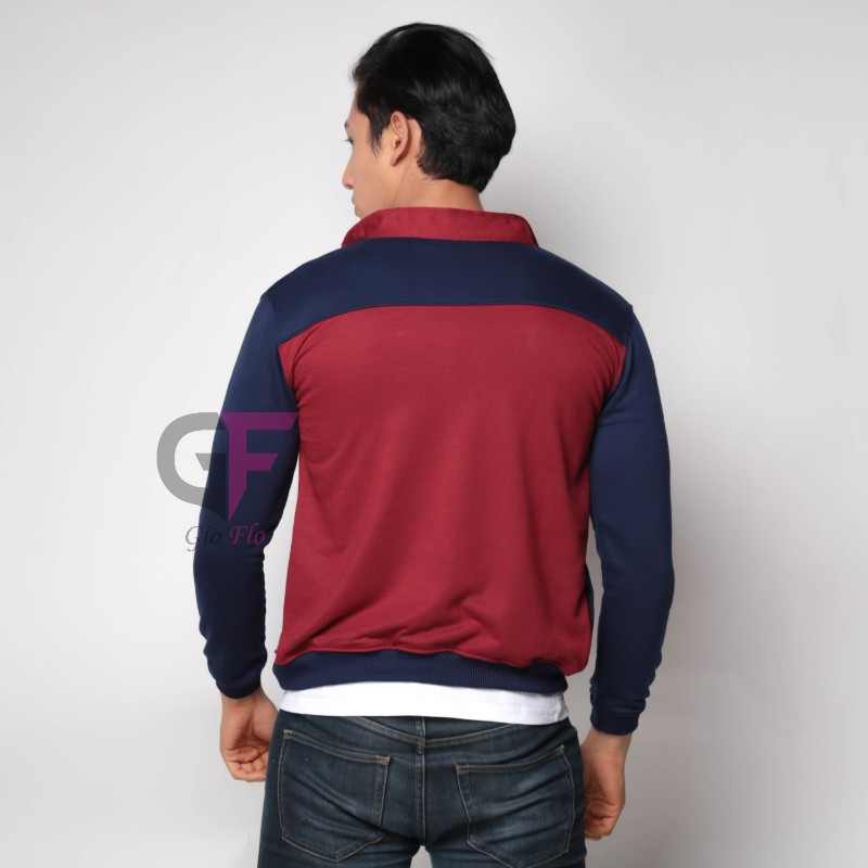 GIOFLO Jaket Model Terbaru Pria Keren Maroon Navy / JAK 2277