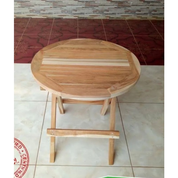 meja piknik bulat lipat / beja belajar bulat lipat / meja kecil bulat