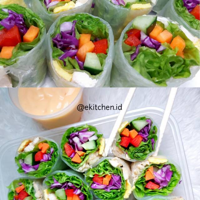 

[PO H-1] Salad Sayur, Salad Sandwich, Salad Roll/Spring Roll + free Paperbag + Ice - Healthy Hampers