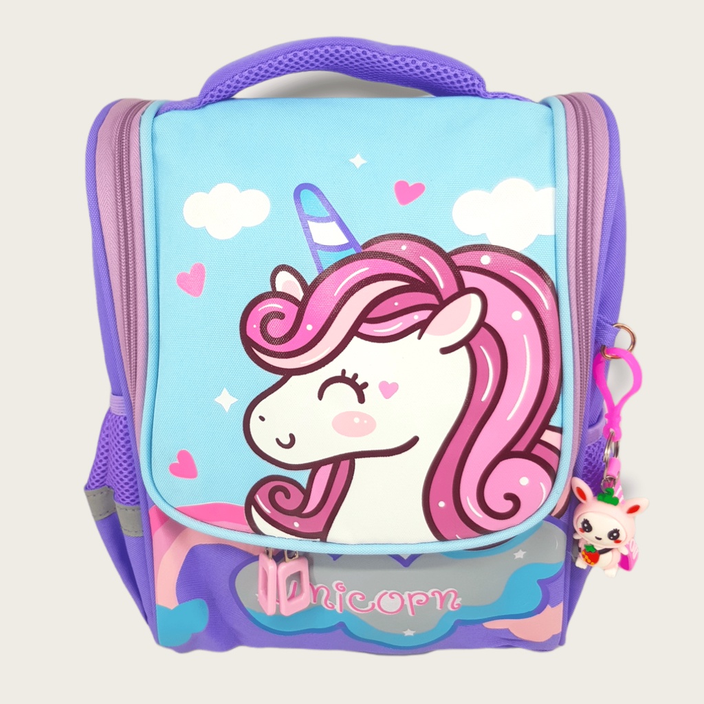 TAS RANSEL 3D ANAK 13 INCH KARAKTER UNICORN UNGU