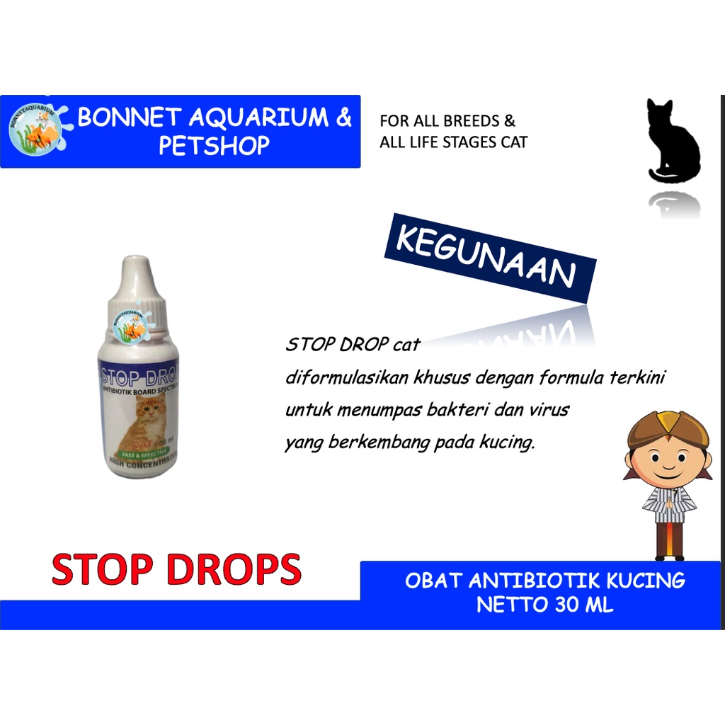 STOP DROP CAT 30mL Antibiotik Spektrum Luas untuk Kucing / Obat Hewan