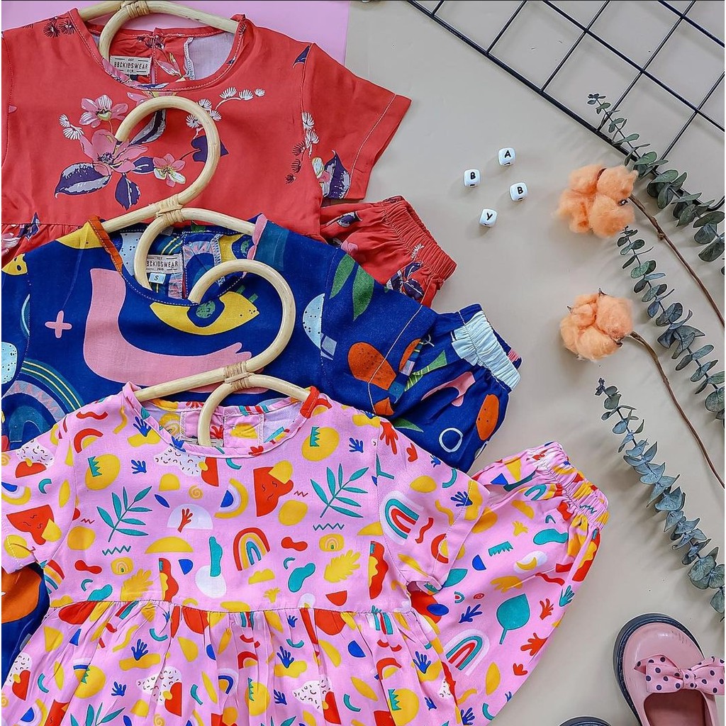 Oneset Shiren Premium by Bbckidswear / Setelan anak cewek setelan anak perempuan katun rayon premium