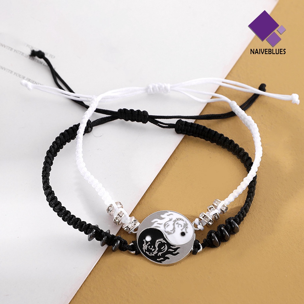 Naiveblue &gt; Gelang Tangan Rantai Adjustable Motif Yin Yang Gaya Etnik Retro Untuk Wanita / Valentine