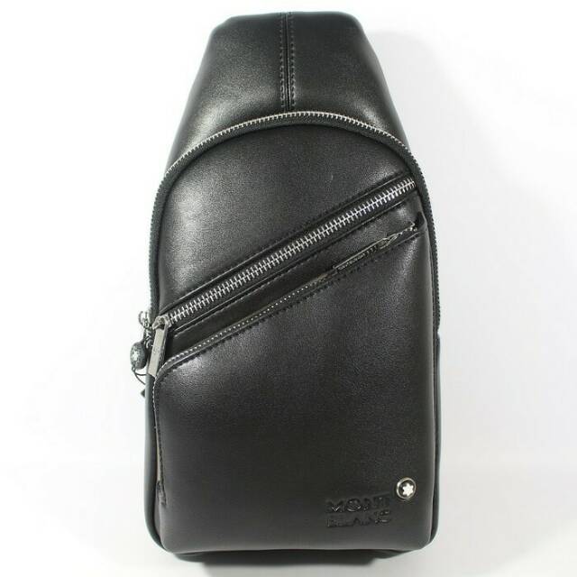 Tas Slempang Pria Branded Import MONTBLANC BLACK (High Quality) ORI 100%