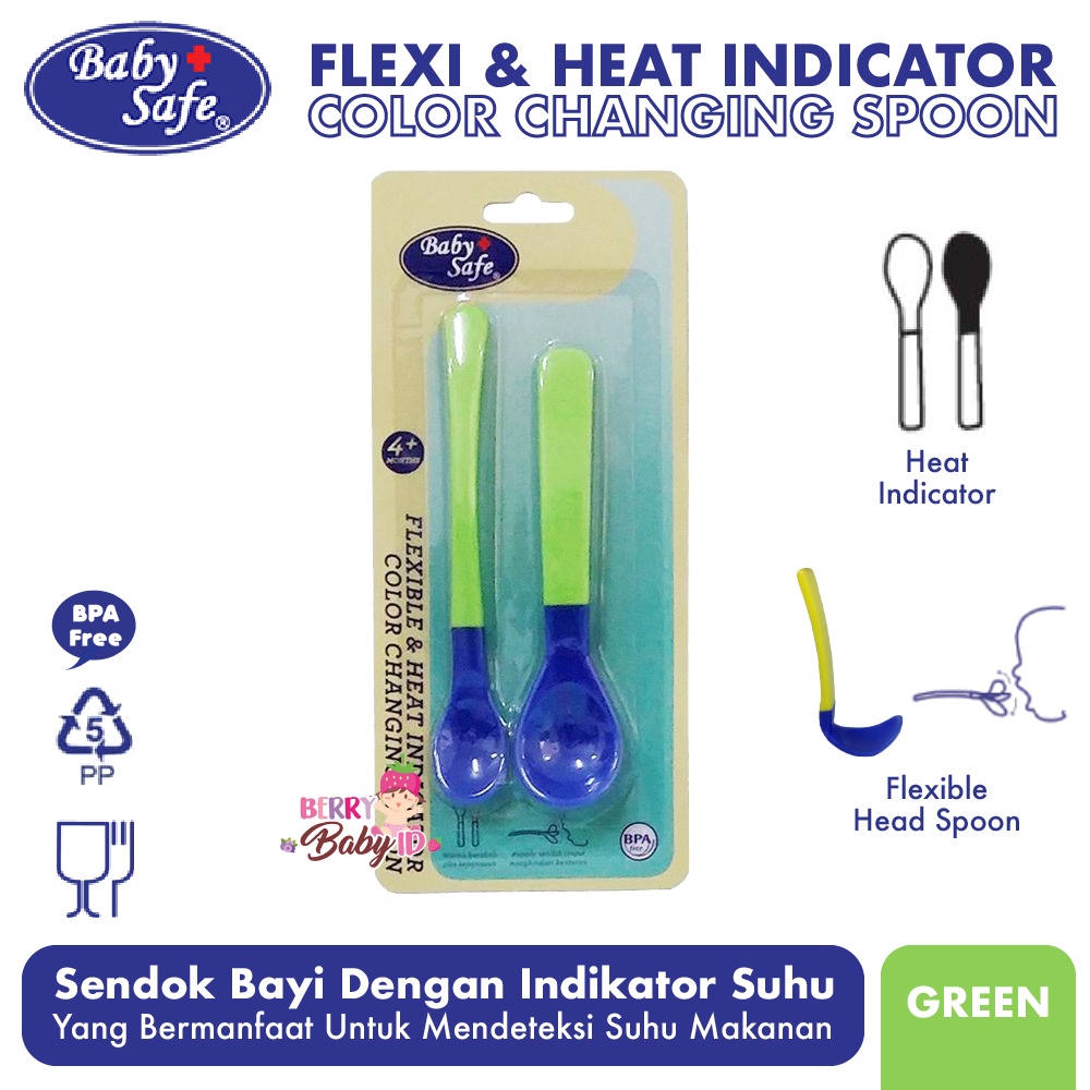 Baby Safe Flexible &amp; Heat Indicator Spoon - Sendok Bayi Fleksibel &amp; Sensor Panas BBS001 Berry Mart