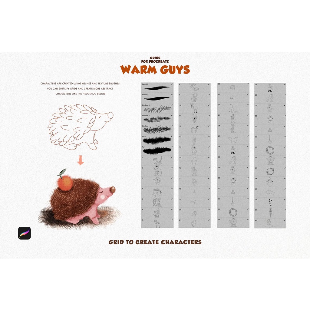 Procreate Brush - Warm Guys Grid for Procreate