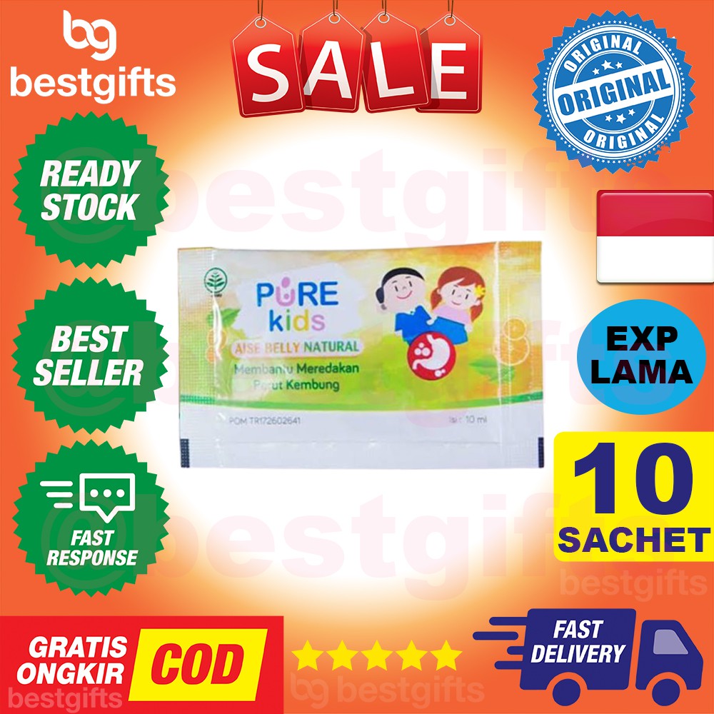 PURE KIDS PUREKIDS AISE BELLY NATURAL ORANGE MINT KEMBUNG MASUK ANGIN ANAK LEWAT SENDAWA 10 SACHET