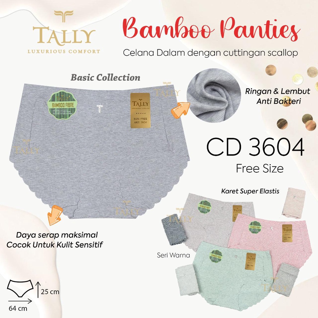 TALLY CD CELANA DALAM 3604 I FREE SIZE I FIT XXL I BAHAN KATUN BAMBOO