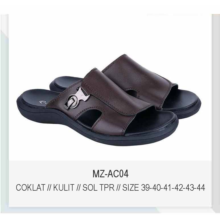 ORIGINAL Kulit Asli - Sandal Slide Pria Black &amp; Brown Sendal Selop Cowo