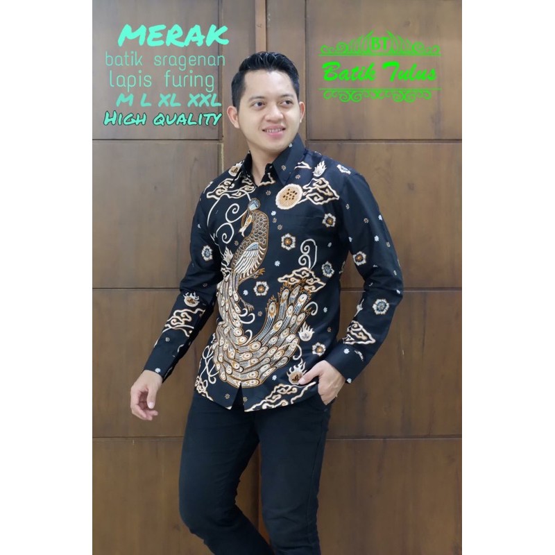 batik pria alusan motif merak batik tulus sragenan ori katun halus full furing