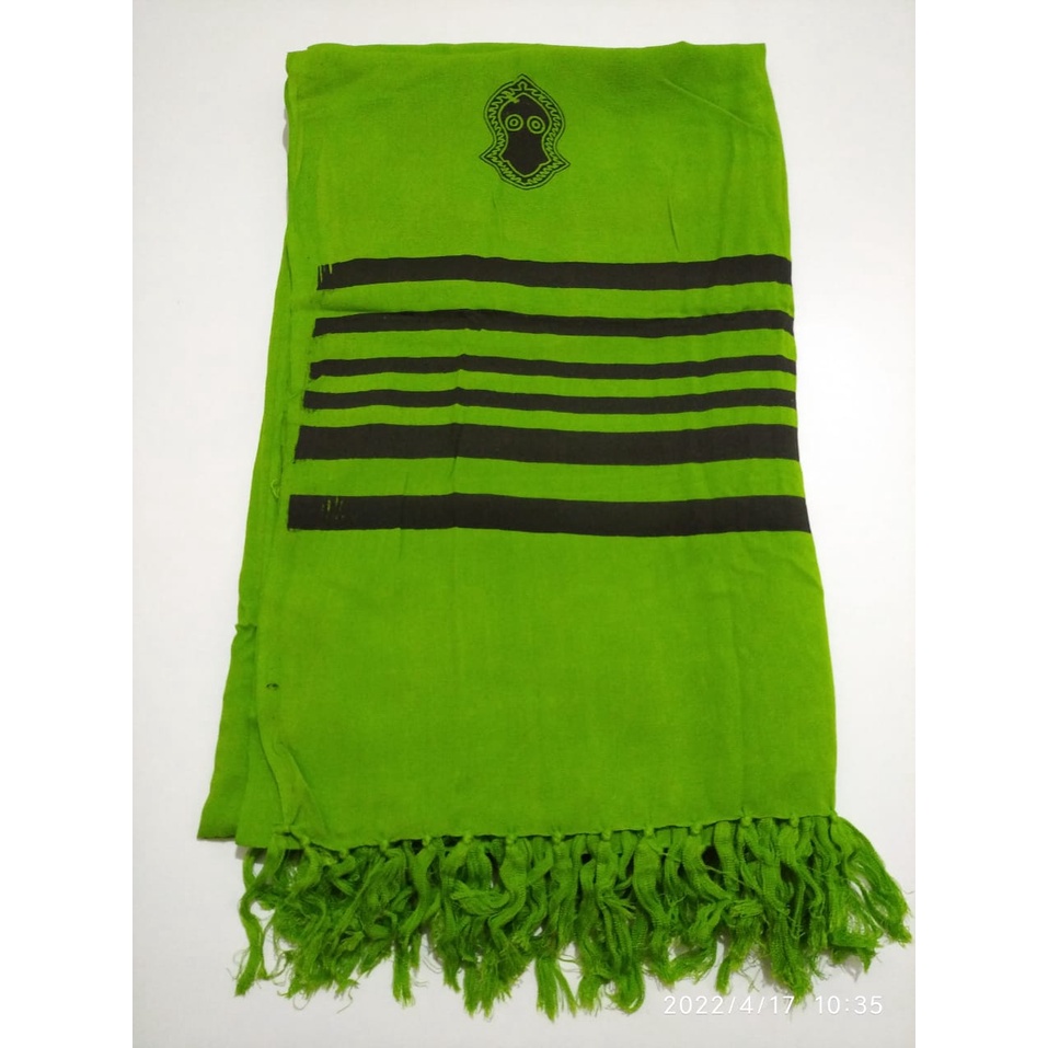 H2. surban terumpah. surban rayon. surban motif garis kualitas premium ukuran 125cm X 210cm-HIJAU