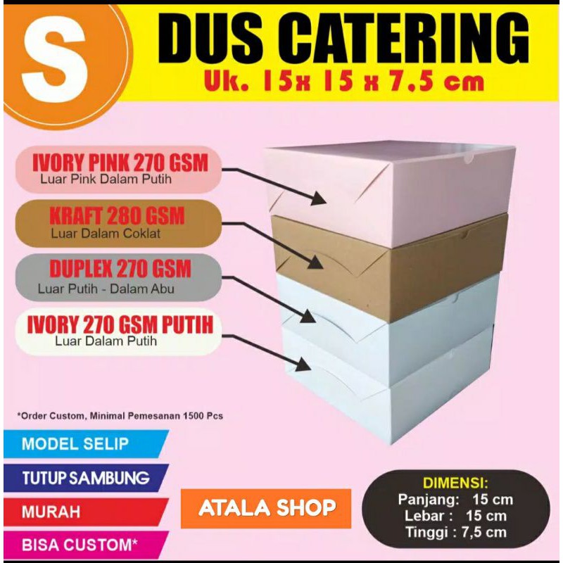 Dus Box Kemasan Kotak Nasi Katering Foodgrade Ecopack Polos Tutup Sambung 15x15