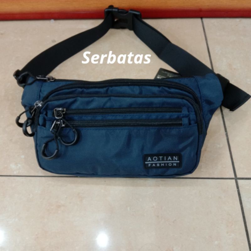 New,, Tas Pinggang Selempang Dada Gaul Cewek Cowok Aotian Biru