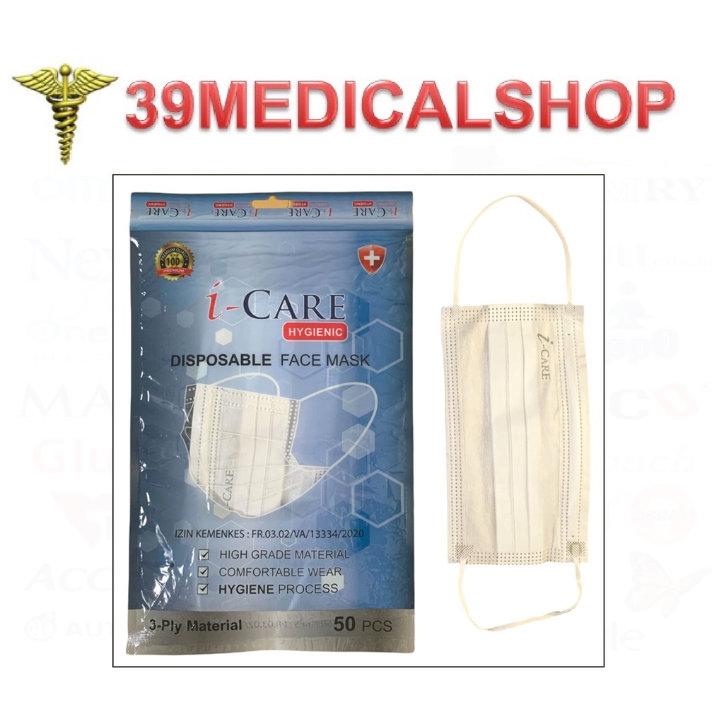 MASKER 3PLY i-Care SACHET PLASTIK ZIPLOCK ISI 50