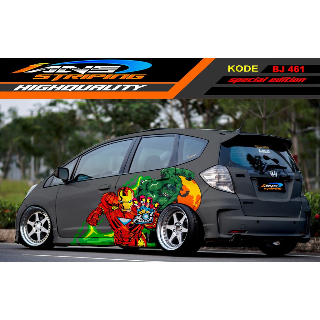 STICKER DECAL MOBIL JAZZ, BRIO , SWIFT , YARIS , AGYA / VARIASI STICKER MOBIL KARTUN / STIKER MOBIL