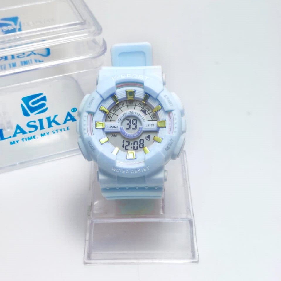 Jam tangan anak perempuan / laki digital Lasika 8127 model sporty, tahan air & dapat kotak.
