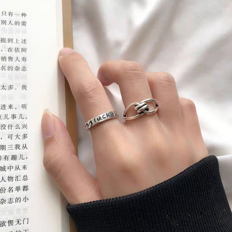 【COD】2Pcs Korea Fashion Terbuka Cincin Kepribadian Tren Indeks Cincin Gaya Punk Wanita Perhiasan Minoritas Minimalis Hadiah