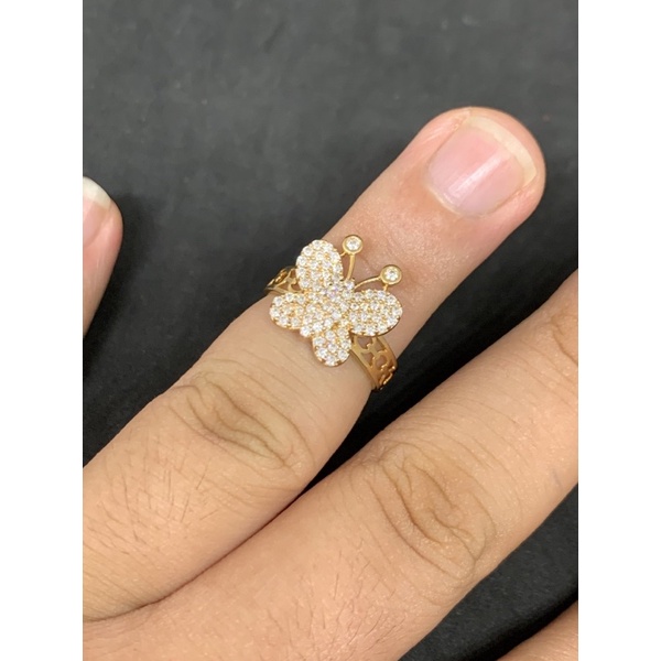 cincin emas asli kdr 700 bermodel kupu-kupu
