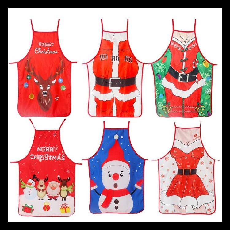 

KOSTUM APRON NATAL MURAH HADIAH CELEMEK SANTA RUSA SNOWMAN HADIAH GIFT