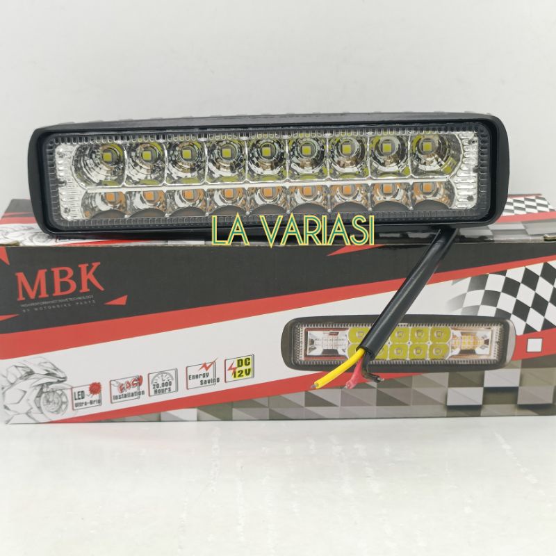 Lampu Tembak Light Bar CWL LED 18 Mata 2 Warna Putih Kuning