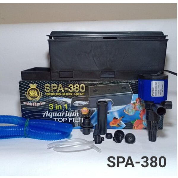 SPA 380 Aquarium Top Filter 3-in-1 Mesin Box Pompa Air Celup Aquarium