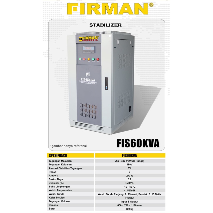 Stabilizer LISTRIK FIS60KVA FIRMAN 3 Phase 60KVA INDUSTRIAL / Stavol Stavol Stavolt FIS 60 KVA Stabiliser FIRMAN FIS-60KVA