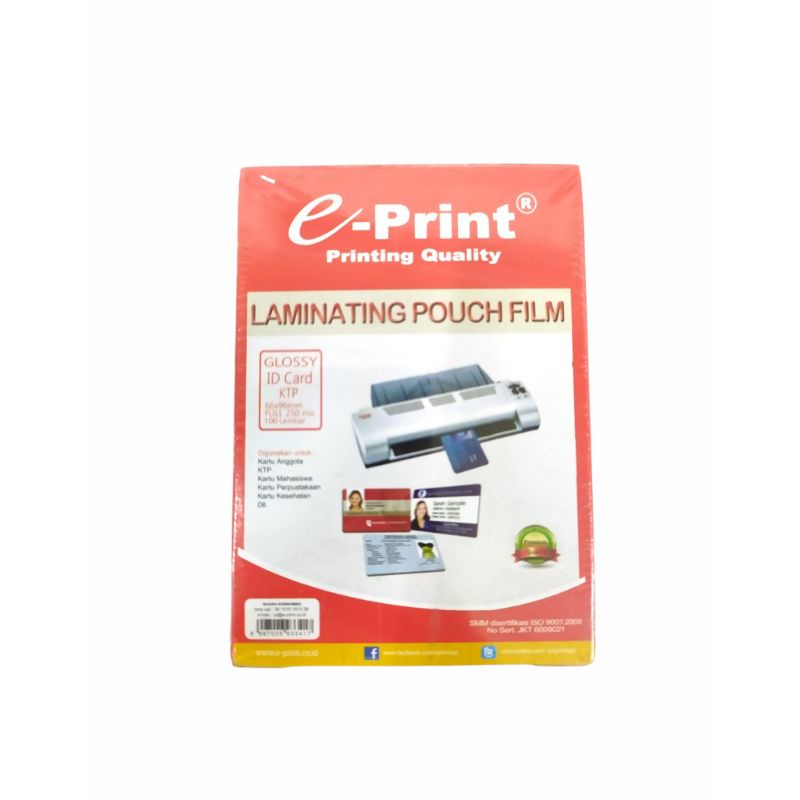 

Plastik Laminating KTP E-Print Pouch ID Card Ukuran KTP 250 micron 100 Lembar