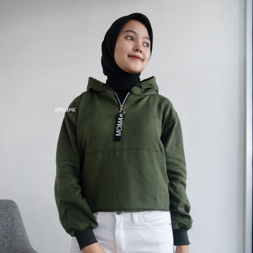 Nara Grosir - Moma Crop l Sweater Hodie Wanita