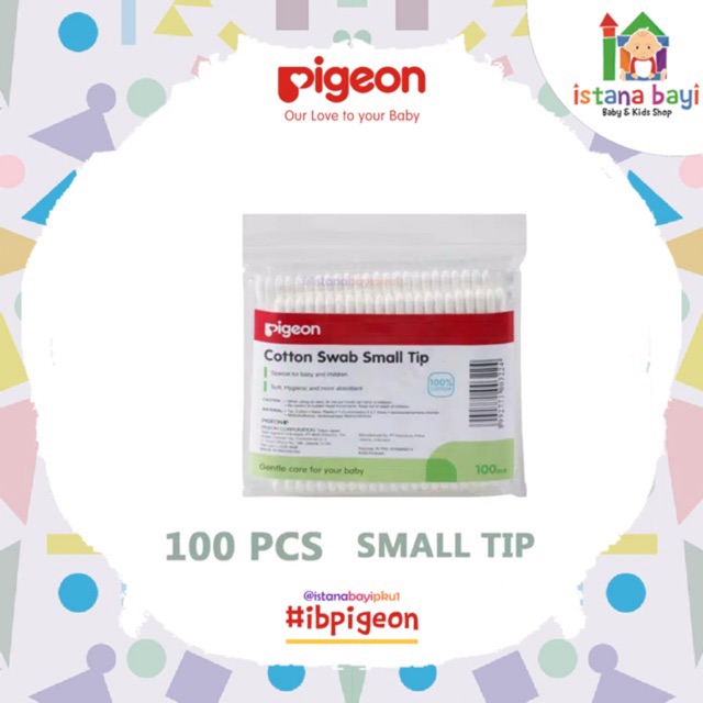 PIGEON Cotton Swab Isi 100 Pcs Small Tip / Cotton Buds / Pembersih Telinga Bayi