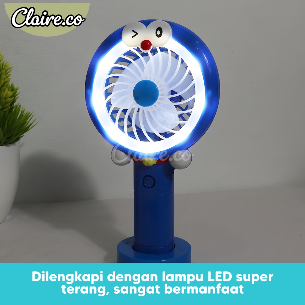 K4 Terlaris !!! Kipas Angin Anak Karakter Portable LED Hellokitty Doraemon