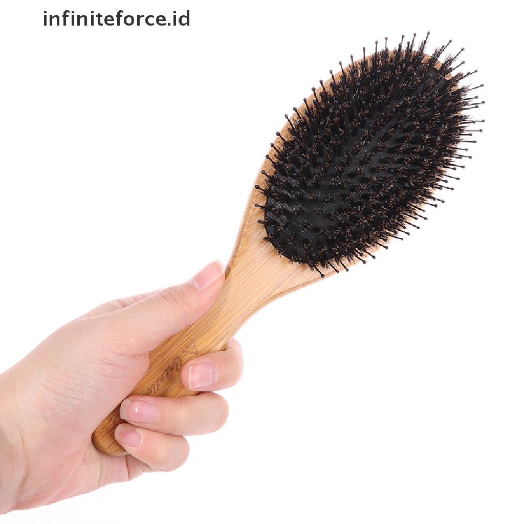 (Infiniteforce.Id) Sisir Bristle Pelurus Jenggot Gagang Kayu