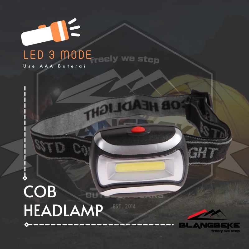 Senter Kepala Headlamp COB LED WATERPROOF 3 Mode