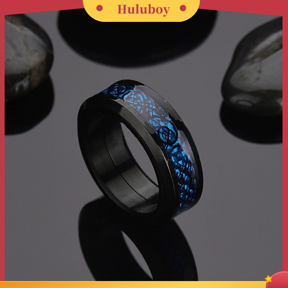 Hu Hu Hu Hu Hu Alat Bantu Pasang Kacamata♡ Cincin Pria Model Lapis Ganda Bahan Stainless Steel Desain Naga Gaya Punk Untuk Hadiah