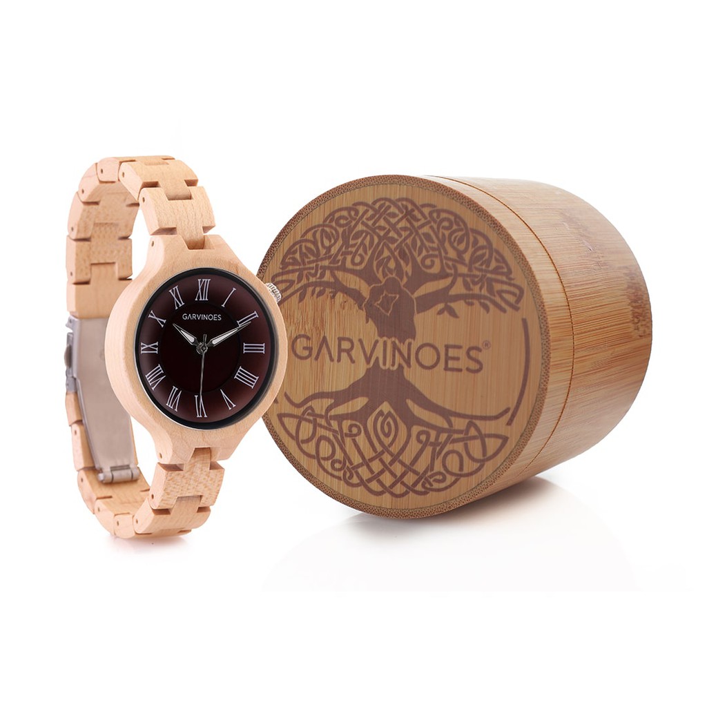 GARVINOES Ivori Red Jam Tangan Kayu Wanita 38 Mm Shopee Indonesia