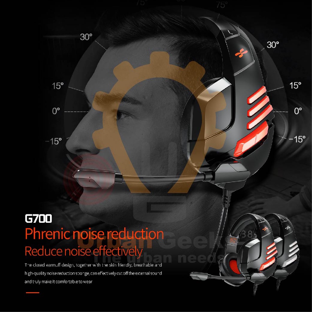 Gaming Heaphone Over Ear Earphone Retractable Microphone Plextone G700