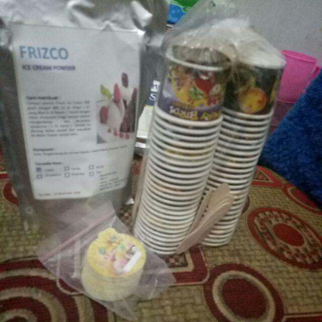 Rantau32-paket C (bubuk Es Krim/ice Cream 500grm+papercup 50ml Lengkap Sendok Dan Tutupnya)