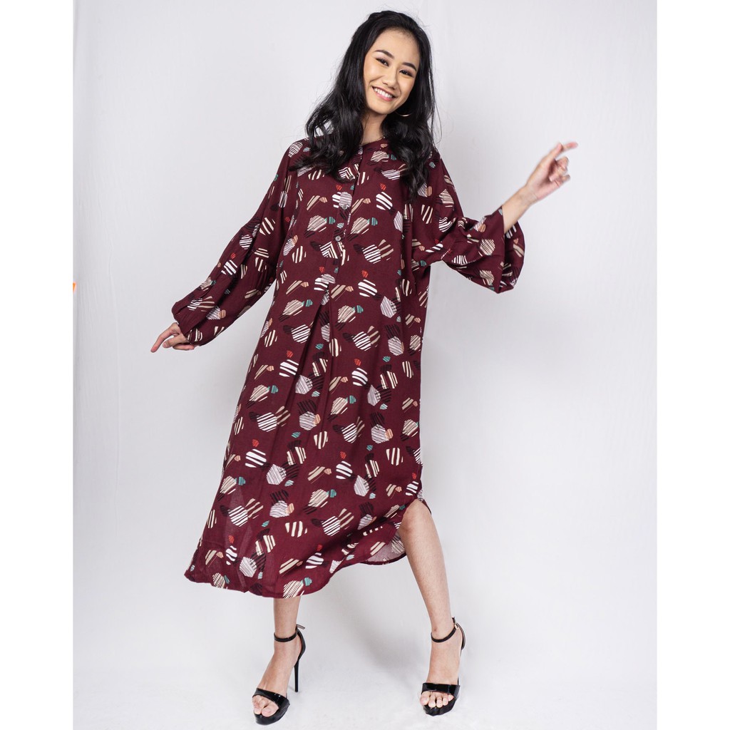 Dress Batik Wanita - Bhatara Batik Immy - Baju Batik Modern Lengan Panjang