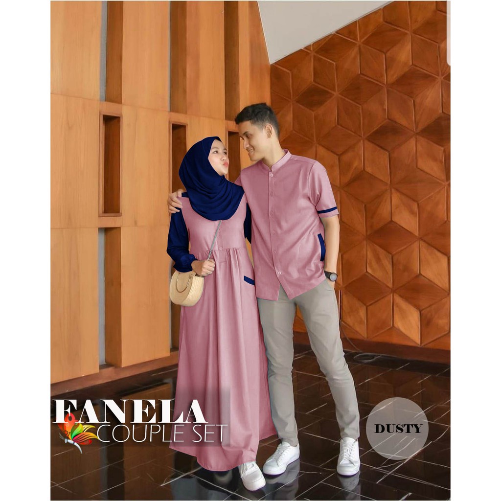 Baju Gamis Kapel  Pasangan Set Couple Suami Istri Kapelan Kondangan kekinian terbaru 2022