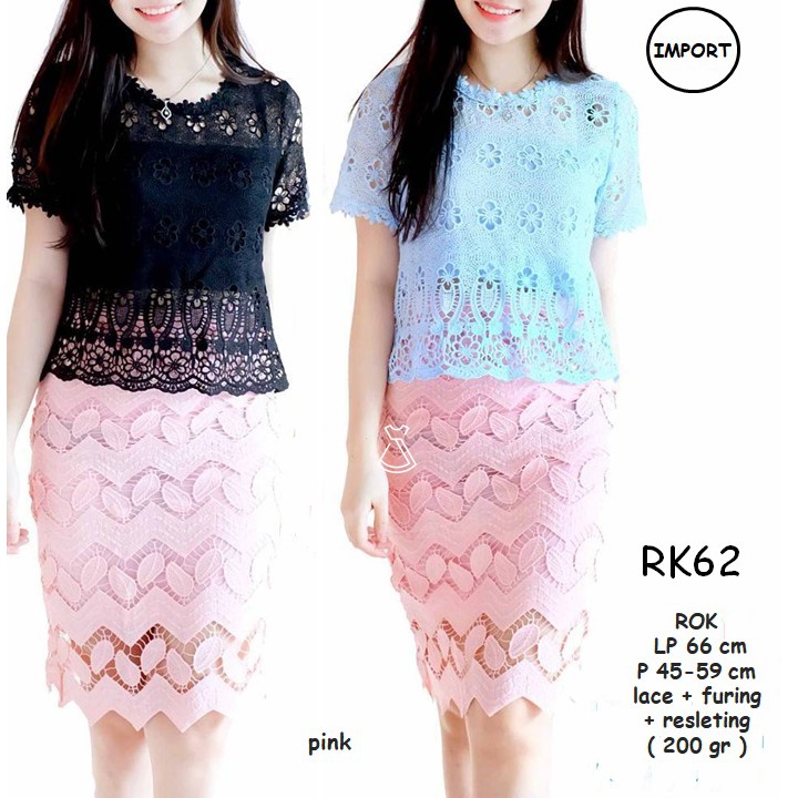 RK62 - ROK  WANITA LACE SPAN KANTOR IMPORT MODERN MURAH